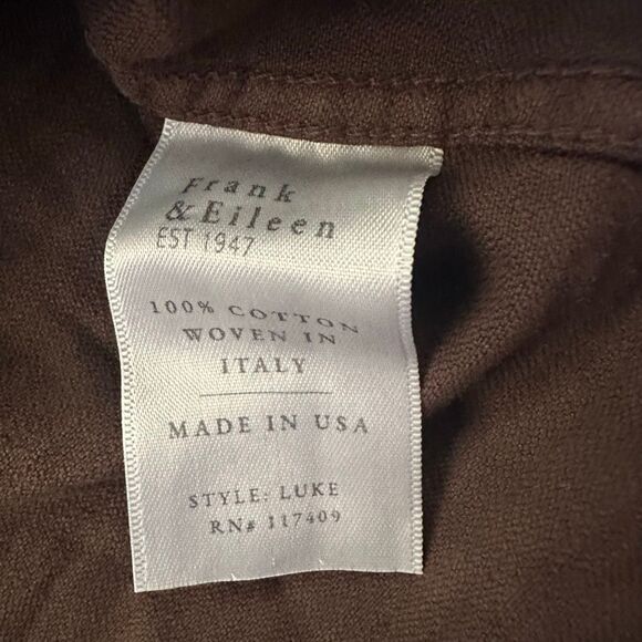 Frank & Eileen Luke 100% Cotton Button Up in Chocolate Brown Size M - Picture 5 of 5